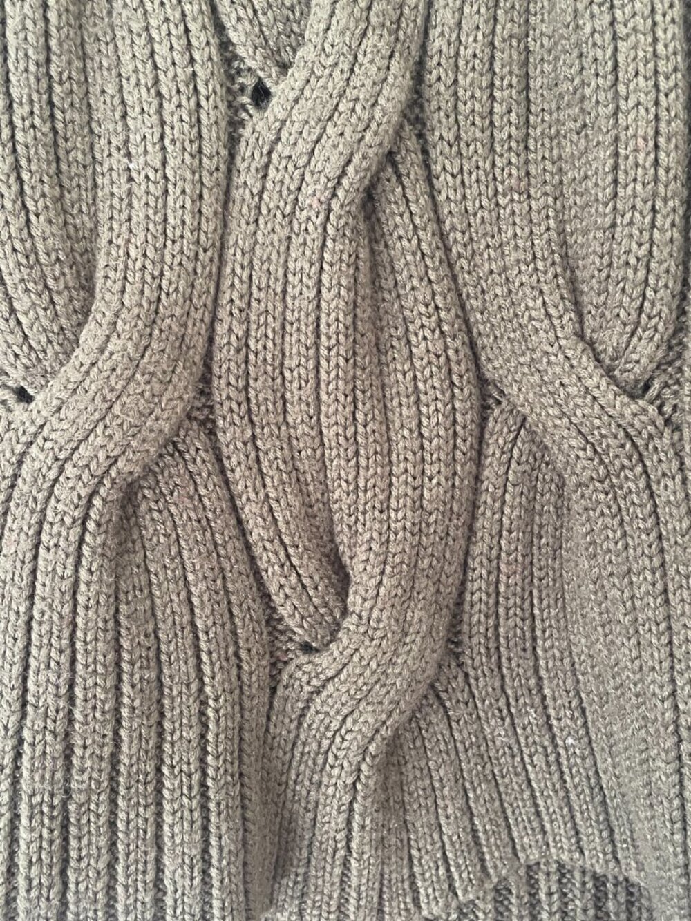 KF/KaufmanFranco Collective Olive Cable Knit Sweater Size Large High Low Wool - Picture 4 of 8